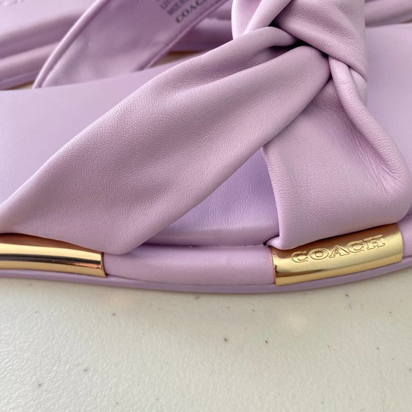 Coach Women's Brooklyn Leather Sandals - Violet Lilac Purple Twist Knot Slide 10 - Picture 5 of 10